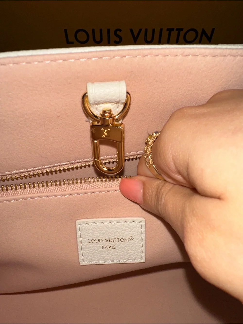 Cream and Pink Monogram Tote - Picture 5 of 9